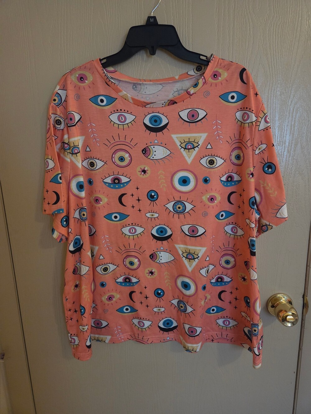 Shein Curve Neon Orange Plus Size Evil Eye Tee Shein 4XL (Usa Size 18-20)